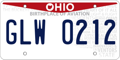OH license plate GLW0212