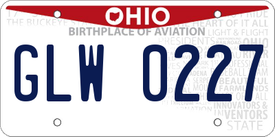 OH license plate GLW0227