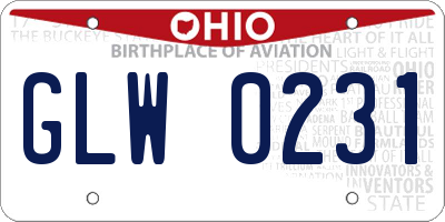 OH license plate GLW0231