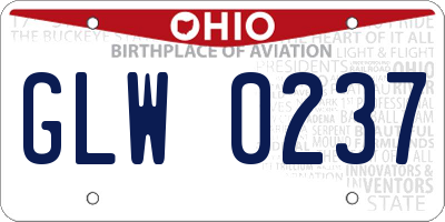 OH license plate GLW0237