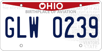 OH license plate GLW0239