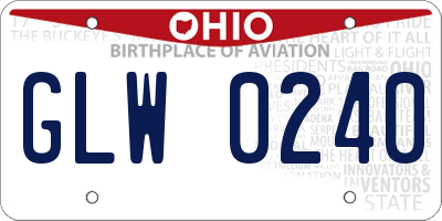 OH license plate GLW0240