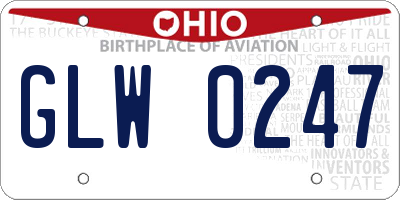 OH license plate GLW0247