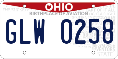 OH license plate GLW0258