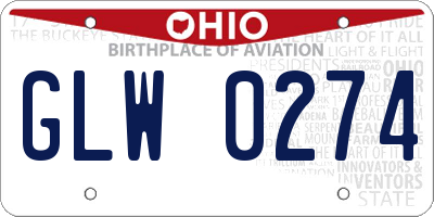 OH license plate GLW0274