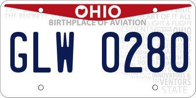OH license plate GLW0280
