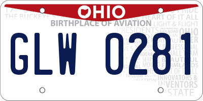 OH license plate GLW0281