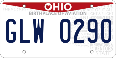 OH license plate GLW0290
