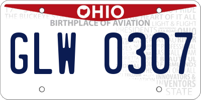 OH license plate GLW0307