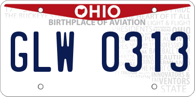 OH license plate GLW0313