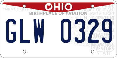 OH license plate GLW0329