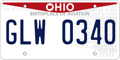 OH license plate GLW0340