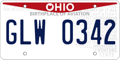 OH license plate GLW0342
