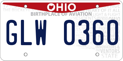 OH license plate GLW0360