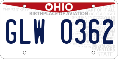OH license plate GLW0362