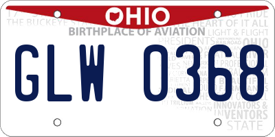 OH license plate GLW0368