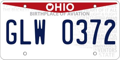 OH license plate GLW0372