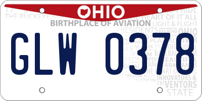 OH license plate GLW0378