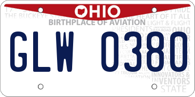 OH license plate GLW0380