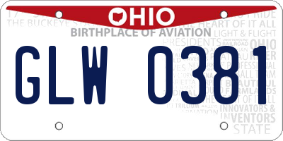 OH license plate GLW0381