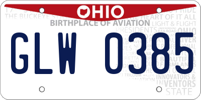 OH license plate GLW0385
