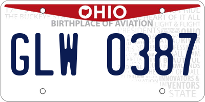 OH license plate GLW0387