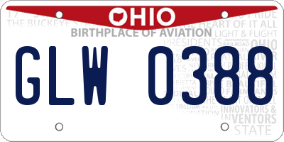 OH license plate GLW0388
