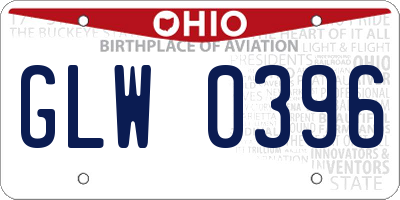 OH license plate GLW0396
