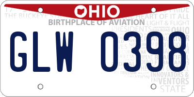 OH license plate GLW0398