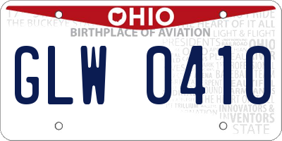 OH license plate GLW0410