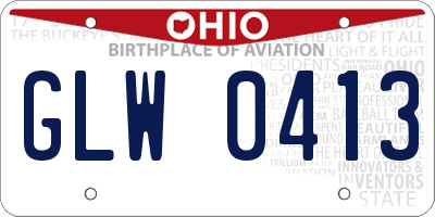 OH license plate GLW0413
