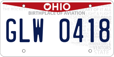 OH license plate GLW0418
