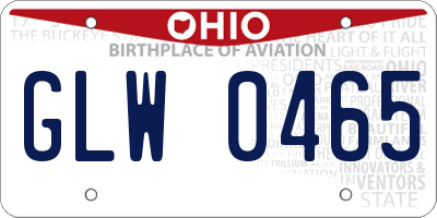 OH license plate GLW0465