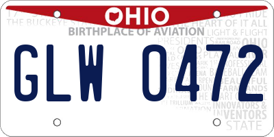 OH license plate GLW0472