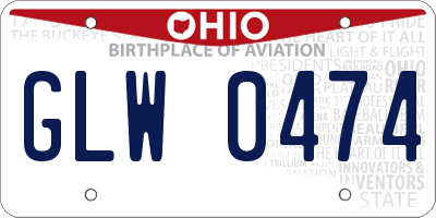 OH license plate GLW0474