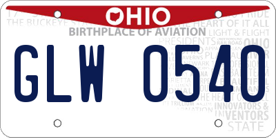 OH license plate GLW0540