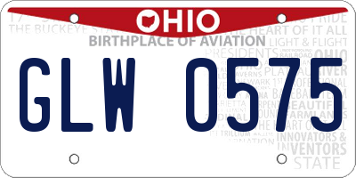 OH license plate GLW0575
