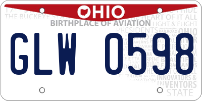 OH license plate GLW0598