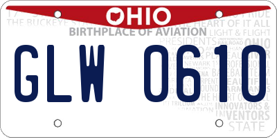 OH license plate GLW0610