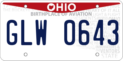 OH license plate GLW0643