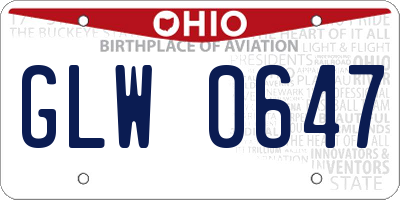 OH license plate GLW0647
