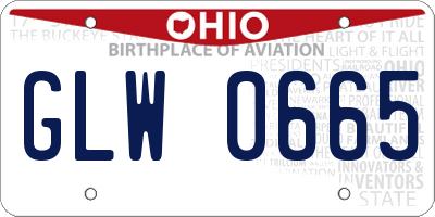 OH license plate GLW0665