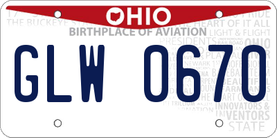 OH license plate GLW0670