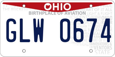 OH license plate GLW0674