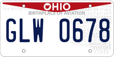 OH license plate GLW0678