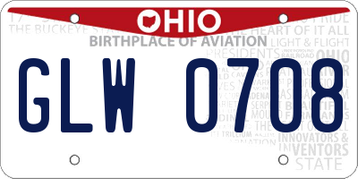 OH license plate GLW0708