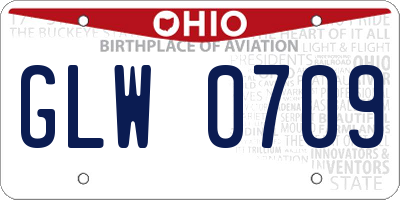 OH license plate GLW0709