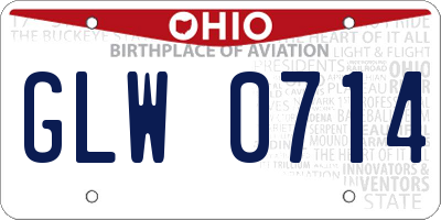 OH license plate GLW0714