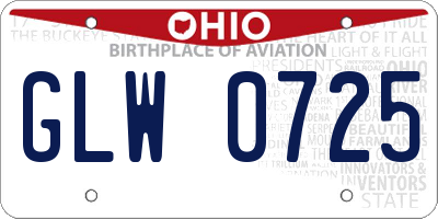 OH license plate GLW0725