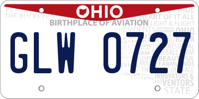 OH license plate GLW0727